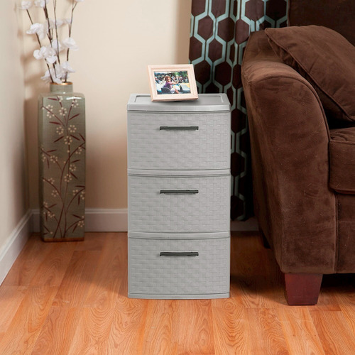 Cajonera Plastico Gris Torre 3 Niveles Almacenadora Zapatera