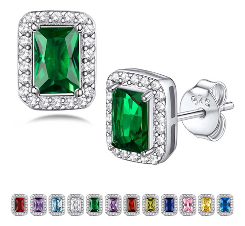 Bestyle Square May Esmeralda Birthstone Pendientes Niñas Ver