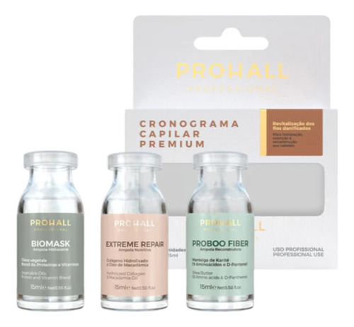 Cronograma Capilar Premium 3 Ampolas 15ml Cada Mais Brindes