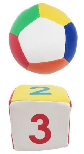 Imagem 5 de 5 de Kit Sensorial Bola E Dado Colorido Baby Kids Fofinho 2 Peças
