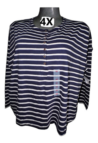 Blusa Bluson Azul Y Blanco Talla 4x / 5x (50/54) Old Navy 