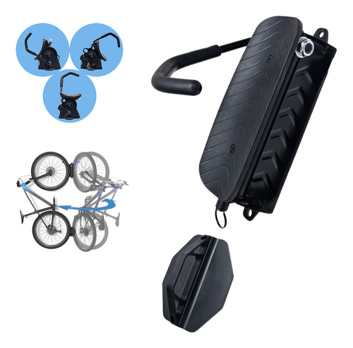 Rack De Pared Para Bicicleta Gancho Soporte De 3 Posiciones Negro