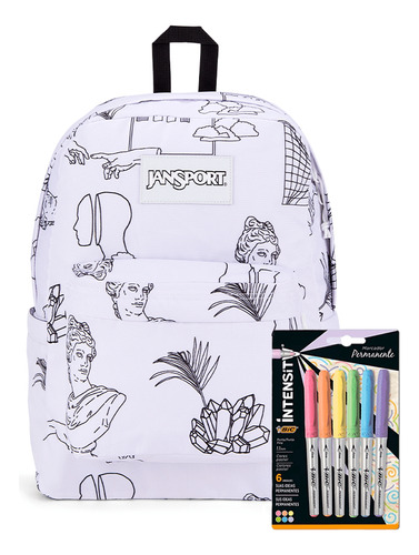 Mochila Super Break Color Me Vaporwave Jansport Branca Desenho do tecido Estampado