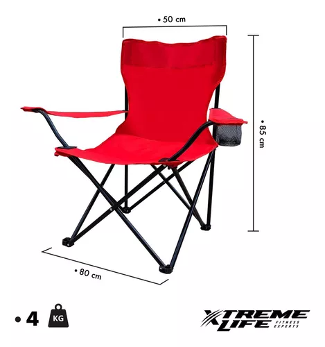 Silla de playa plegable con brazos + posavaso Rojo - Promart