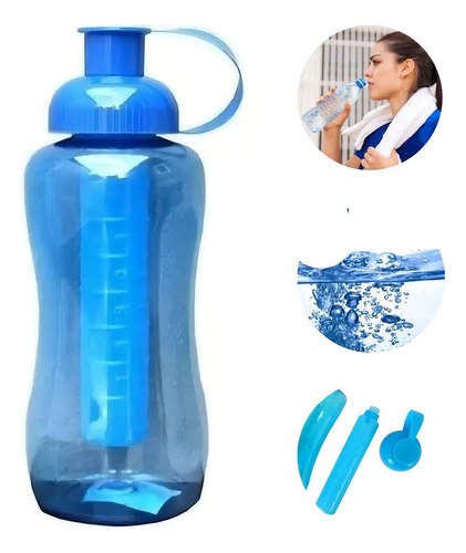 Garrafinha Squeeze De Água Azul Rosa Preta Com Gelo 600ml