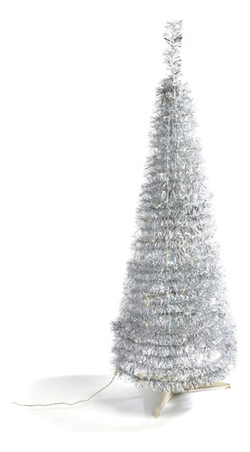 Árbol Navidad  Desplegable 119x43cm 100 Luces Led Plateado