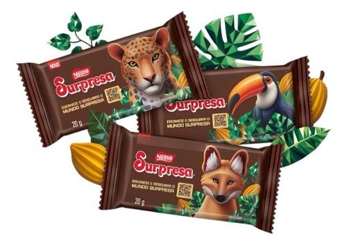 Barra De Chocolate Surpresa Nestlé Kit Com 3 Barras 20g Cada