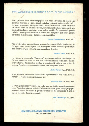 Folclore Infantil Veríssimo De Melo - Frete Light - L.2195