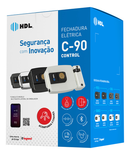Fechadura Eletrônica C-90 Std Hdl Dupla Cinza Ab P/ Dentro