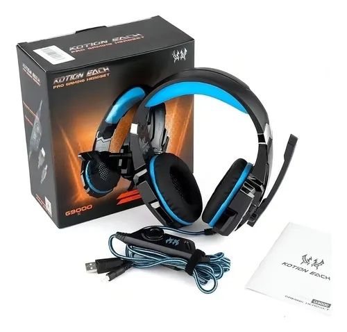 Fone de ouvido over-ear gamer Kotion Each G9000 black e blue com