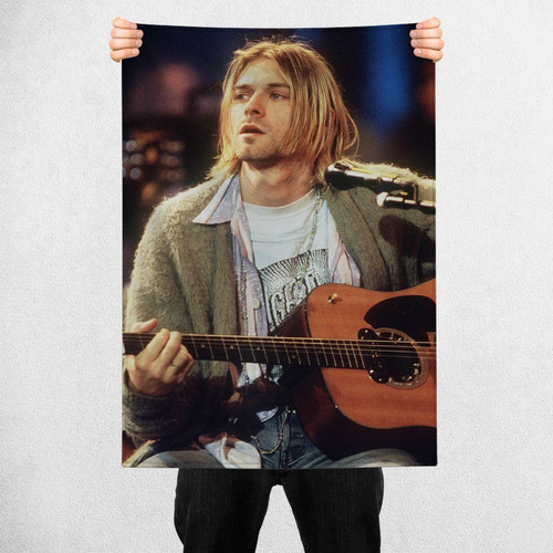 Bandeira Decorativa Tecido Kurt Cobain Nirvana Unplugged