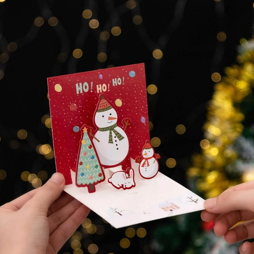 Imagem 10 de 10 de 6pcs Cartão De Natal 3d Pop Up Cartões Envelopes+adesivos