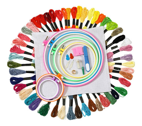 De Herramientas De 6 Aro De Plástico + Hilo De 100 Colores