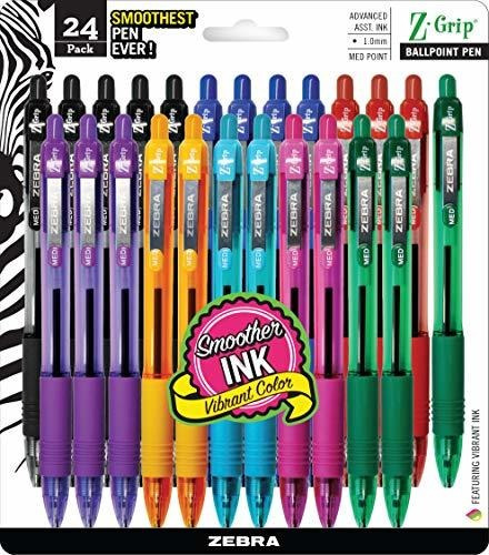 Zebra Pen Z-grip - Plumas Retráctiles, Punto Mediano, 1.0mm,