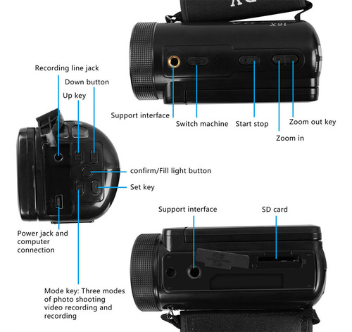 Câmera De Vídeo Com Zoom Digital Avi 16x Com Microfone