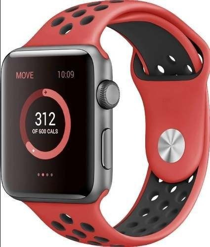 Pulseira Estilo Nike P/ Apple Watch 38/40mm Vermelho C Preto