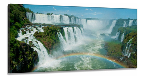 Quadro Paisagem Cataratas Do Iguaçu  Em Tecido Canvas 130x60