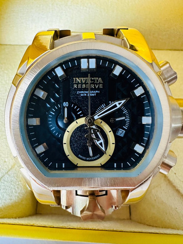 Reloj Pulsera Invicta Bolt Seuz Fondo Negro Dorado Dorado Negro (Usado)