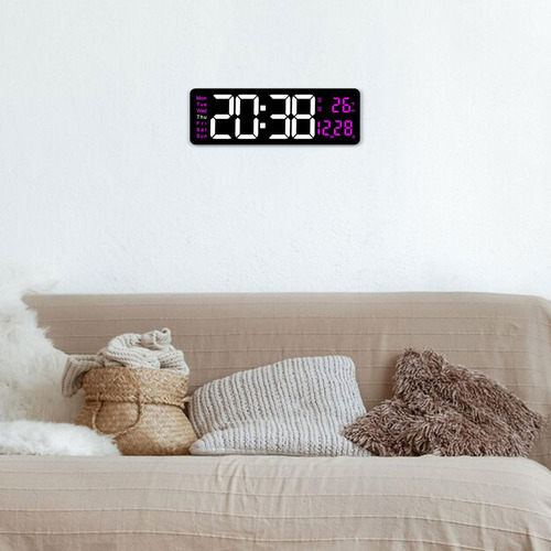 . Reloj De Pared Digital, Luz Nocturna Colorida, Control