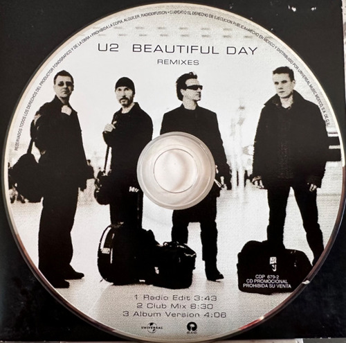 U2 - Beautiful Day Remixes Single Promocional Sencillo