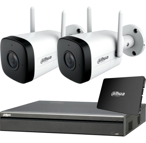 Kit Ip Inalambrico Wifi Dahua Nvr 4 Ch + 2 Camaras Seguridad Full Hd + Disco 1tb Instalado + P2p Android iPhone Ios M3k