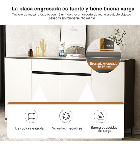 Aparador De Comoda Cocina Cajoneras Blanco De Madera Moderno