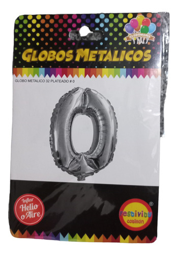 Globo Metal Numero Color Plateado De 32 Pulgadas N°0 Al 9