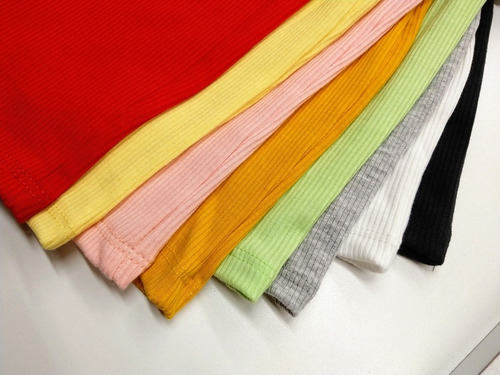 Imagen 5 de 5 de Crop Top Media Polera Mujer Lisos Basicos