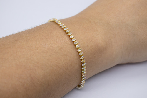 Pulseira Riviera Feminina Banhada A Ouro 18k Com Zircônias