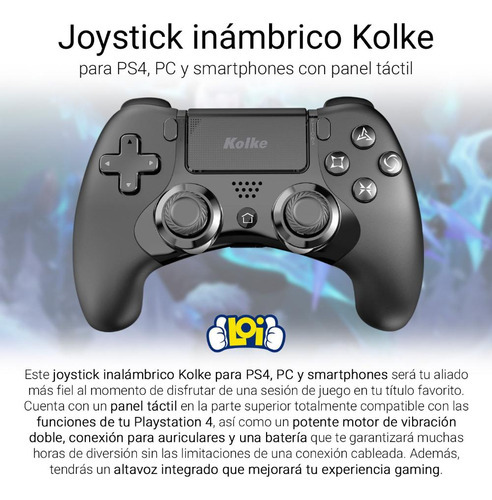 Joystick Inálámbrico Kolke Para Ps4 Bluetooth Con Touchpad Color Negro