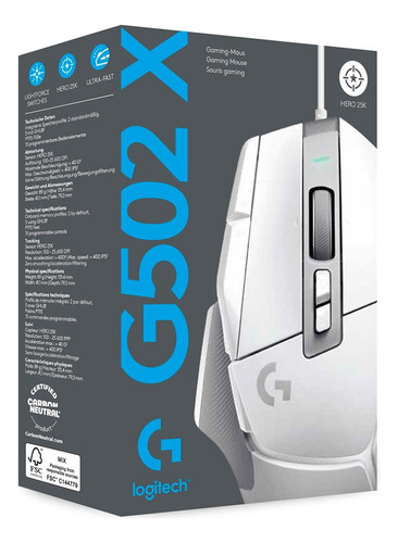 Mouse Gamer Logitech G502 X Hero 25dpi White