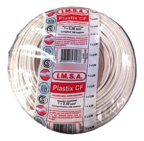 Cable Imsa 2,5 Mm Unipolar -blanco - Rollo X 100m*e631*