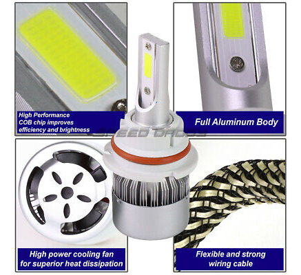 Chrome Led Headlight+amber Corner+white Led 9007 Hid+fan Zzf
