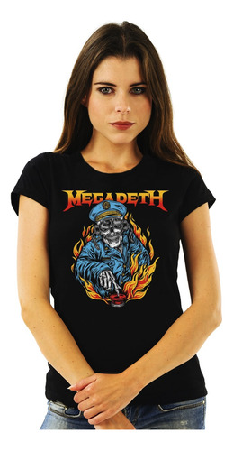 Polera Mujer Megadeth Vic Boton Nuclear Metal Abominatron