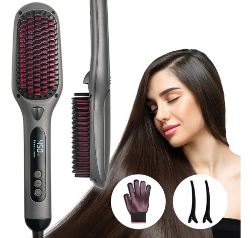 Eumaty Alaciadora De Cabello Cepillo Alisador Electrico