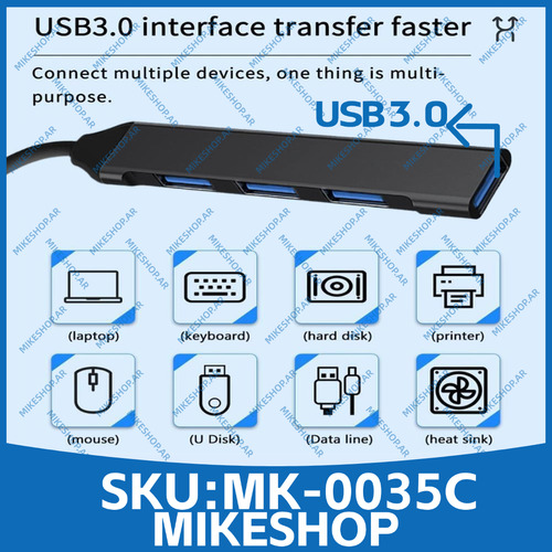 Hub Adaptador Usb Tipo C A 4 Usb Expansor Puertos Usb Otg Negro