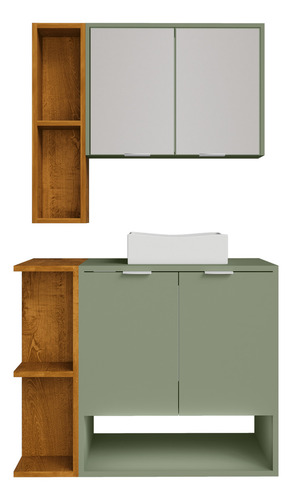 Conjunto Gabinete Para Banheiro Com Pia New Ibiza Jdm Cor Pistache