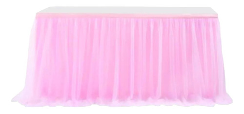 Falda Para Mesa Rectangular O Redondo De Tul Rosa