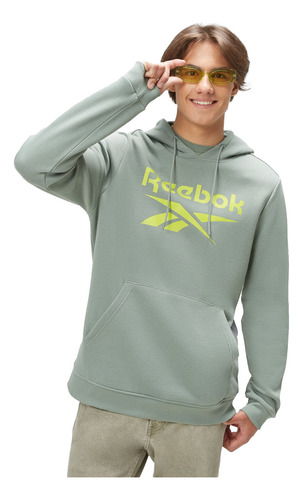 Buzo Reebok Ri Big Stacked Logo Hood Verde Lima Hombre