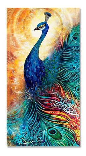 Cuadro Decorativo Abstracto Ave Pavo Real En Lienzo