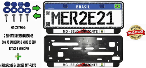 Suporte Placa Carro Belo Horizonte - Mg Personal Kit 2 Sup