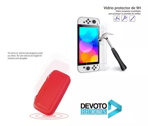 Kit 2-1 Funda Nintendo Switch + Vidrio Templado Oled 9h