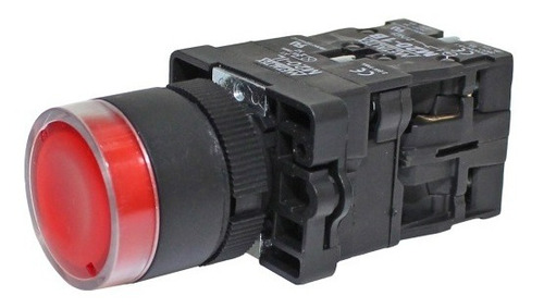 Botão Comando 22mm Iluminado 220v Vermelho P20ig Metaltex I