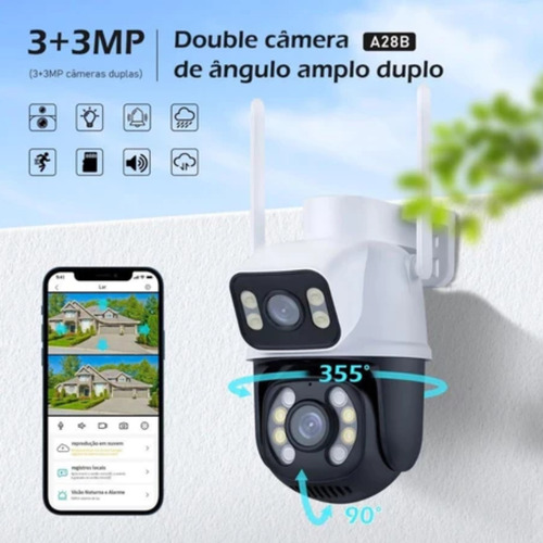 Câmera Segurança Prova D'água Lente Dupla App Yoosee Wifi Branco