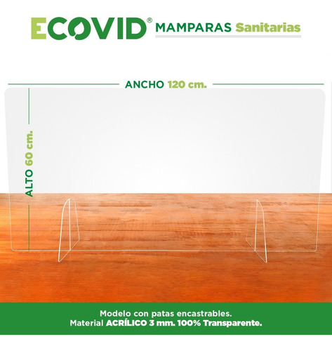 Mampara Acrílica | Barrera Sanitaria | Extra Grande 120x60