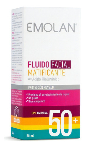 Emolan Fluído Facial Matificante Fps50 Ácido Hialurónico50ml