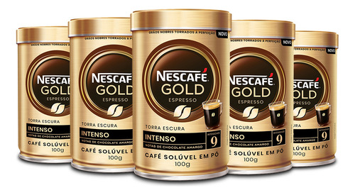 Café Solúvel Nescafé Gold Intenso Kit 5 Latas De 100g