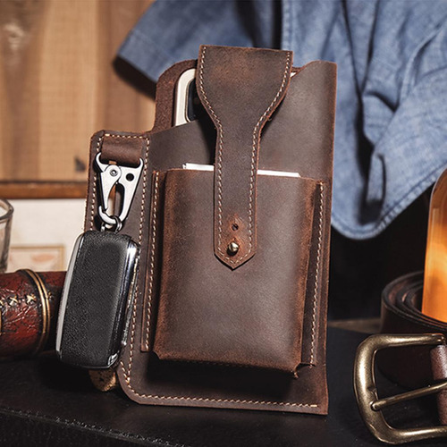 2 Funda De Cuero Para Teléfono Para Hombre Para Bolso Con