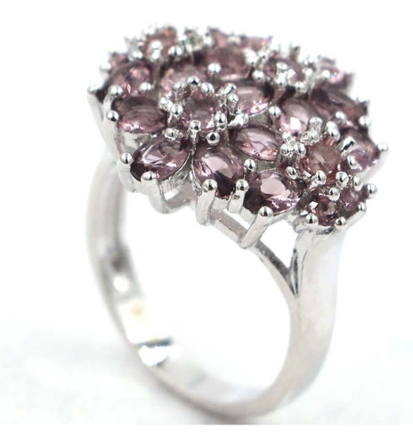 Imagen 2 de 2 de Anillo Con Amatistas #7 Plata Laminada .925