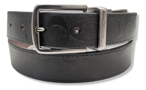 Cinturon Coach Doble Vista Reversible Hombre Mujer Unisex Color Troquelado Diseño De La Tela Hebilla Clasica Talla Ch (105cm)